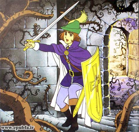 پسر جوان. شمشیر زد و سرها و پنجههای زیادی از اژدها قطع کرد